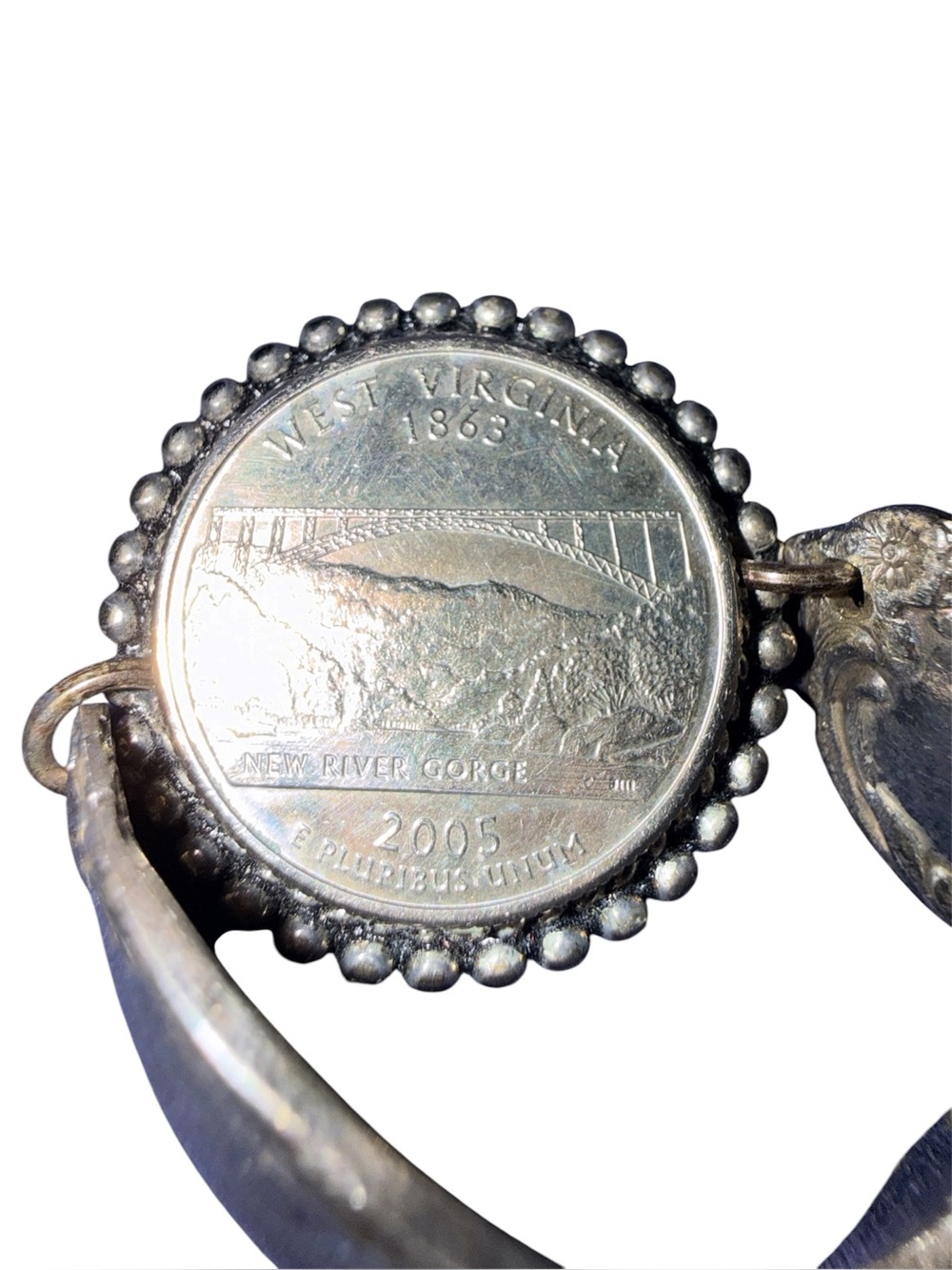 West Virginia 2005 State Quarter New River Gorge Spoon Silver Bracelet